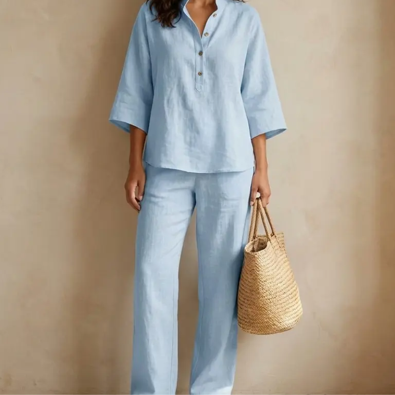 Conjunto Lino Kimono y Pantalón Ancho