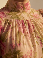 Vestido Largo Floral Rosa con Volantes Elegantes