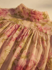Vestido Largo Floral Rosa con Volantes Elegantes