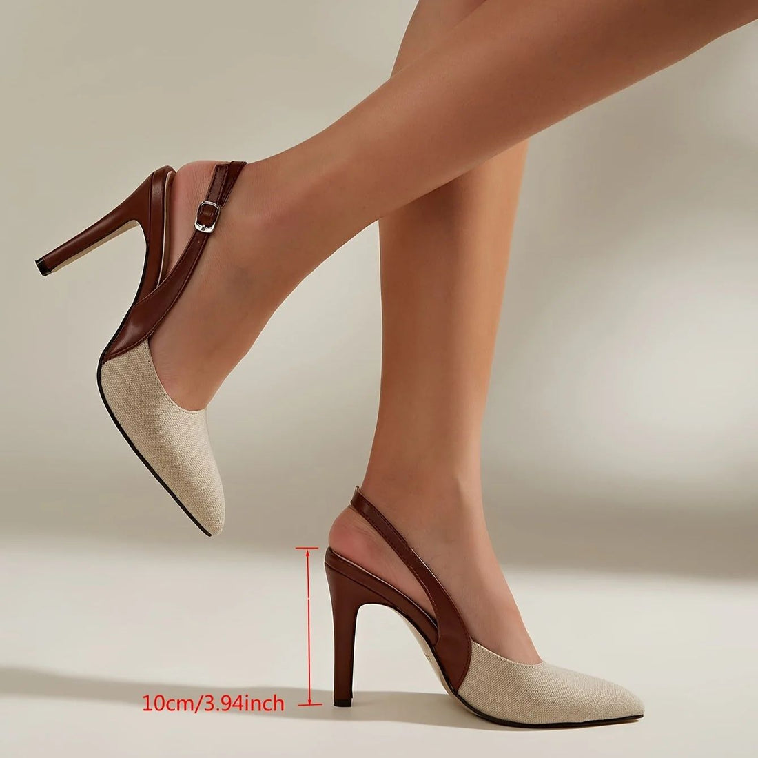 Salón Slingback Bicolor Tacón Aguja Punta Fina