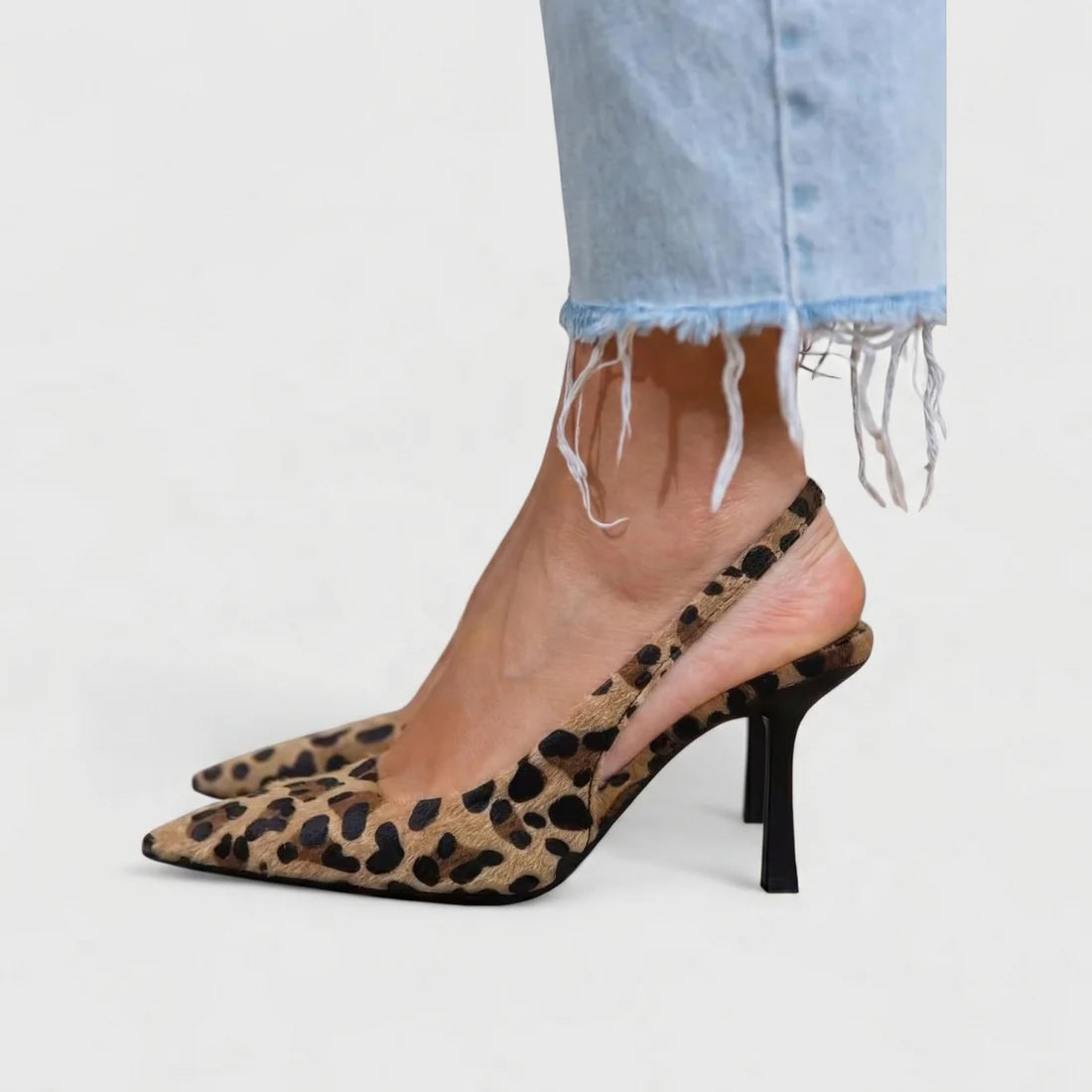 Salón Slingback Ante Punta Fina Tacón Fino