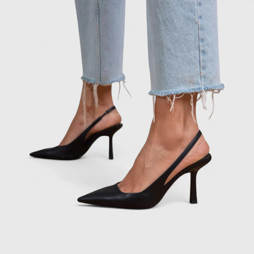 Salón Slingback Ante Punta Fina Tacón Fino