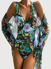 Conjunto Floral Verde con Escote Favorecedor