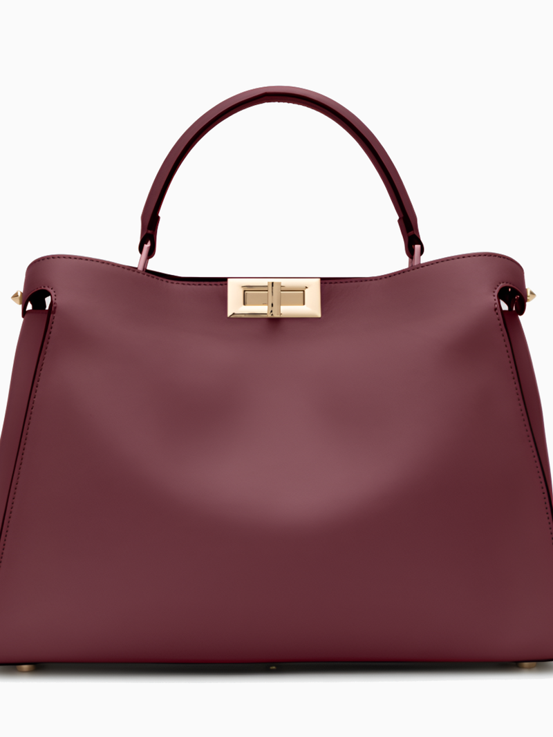 Bolso Burdeos Elegante con Cierre Dorado