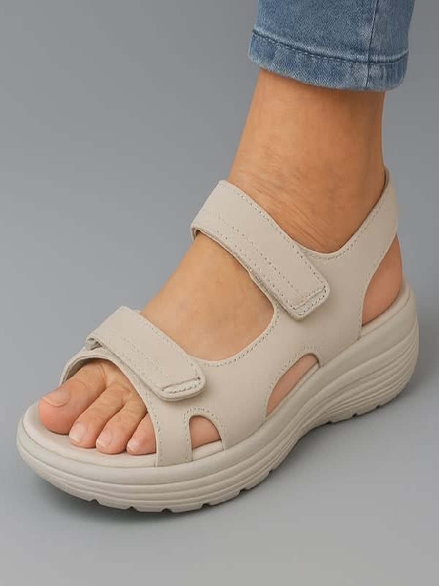 Sandalias Beige Comfort con Doble Velcro