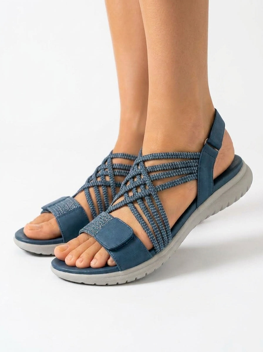Sandalias Ortopédicas Azules Comfort con Tiras Elásticas