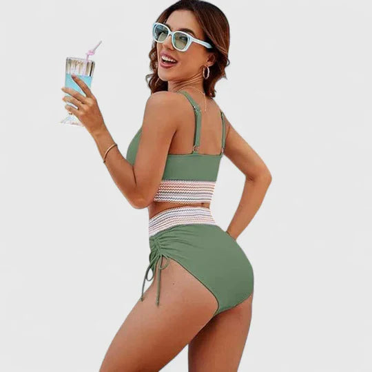 Bikini Halter Talle Alto con Banda Tejida