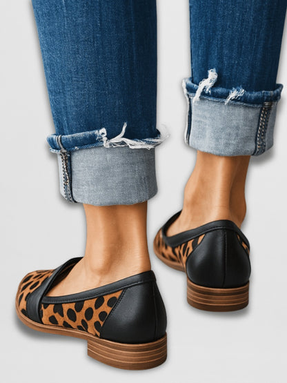 Mocasines Leopardo Punta Fina Banda Negra